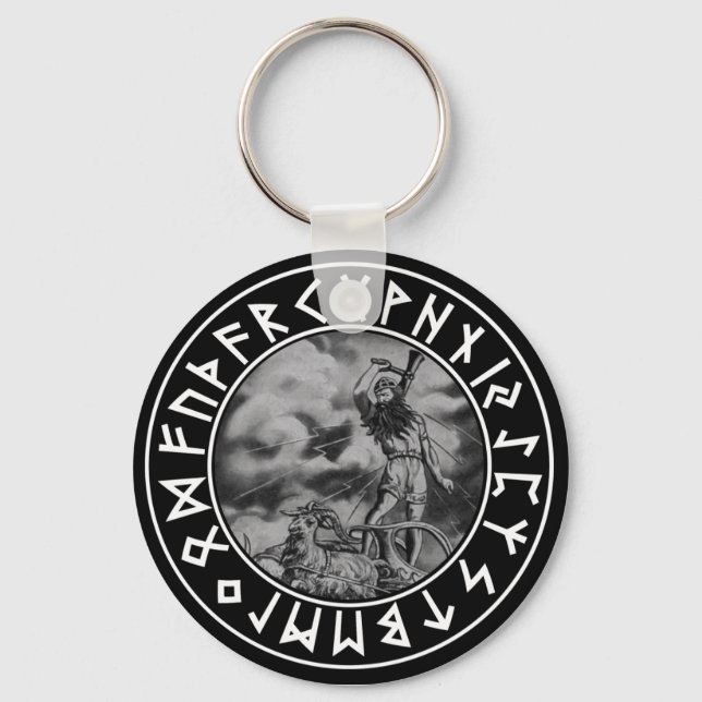Taste Thor Rune-Schild auf Blk Schlüsselanhänger (Vorderseite)