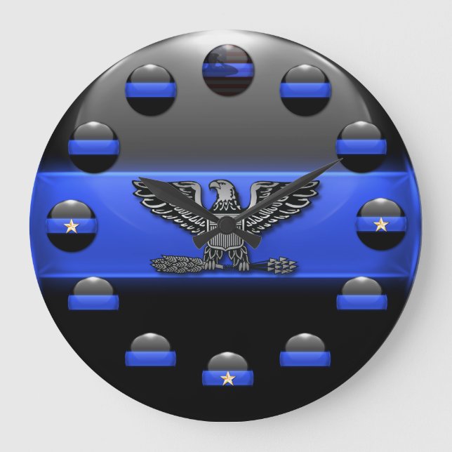 Tasten für die dünne blaue Linie Eagle Große Wanduhr (Vorderseite)