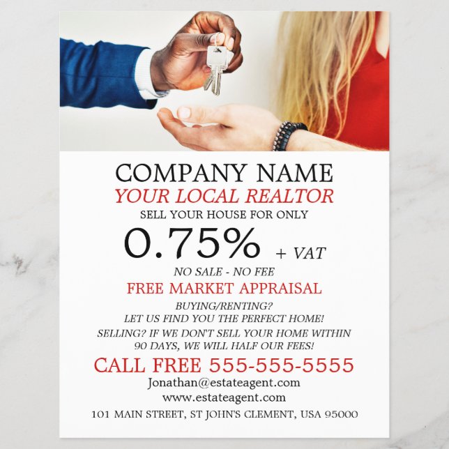 Tasten, Realtor, Anwesen Agent Werbe-Flyer Flyer (Vorne)