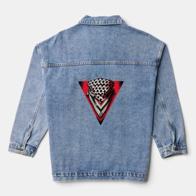 Tastenanschlag für das rote Dreieck Jeansjacke (Rückseite)