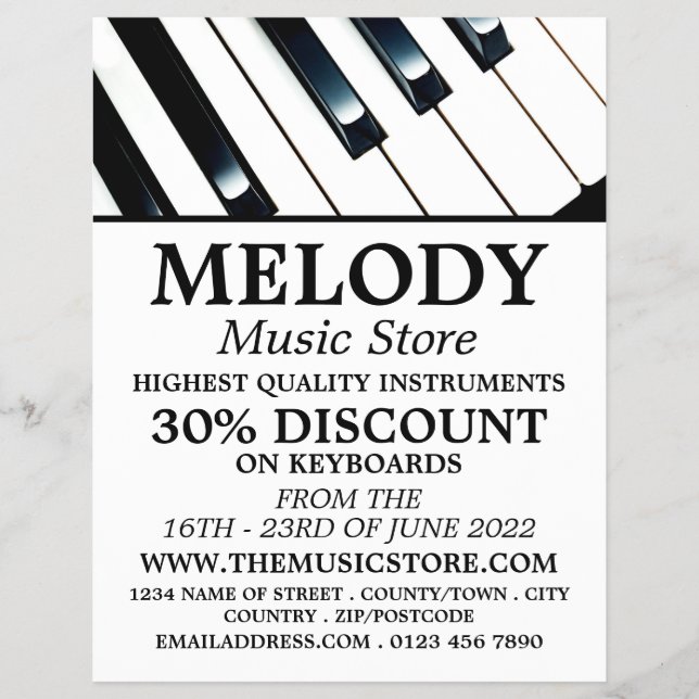 Tastenkombinationen, Musikinstrument-Store Flyer (Vorne)