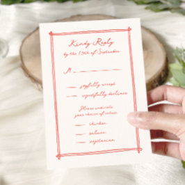 Tastenkürzel-Menü Option Wedding rsvp Karte