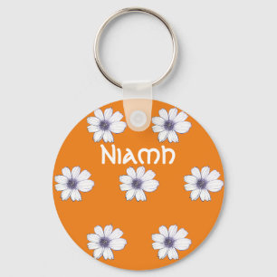 Tastenring für den individuelle Name Orange-Blume Schlüsselanhänger