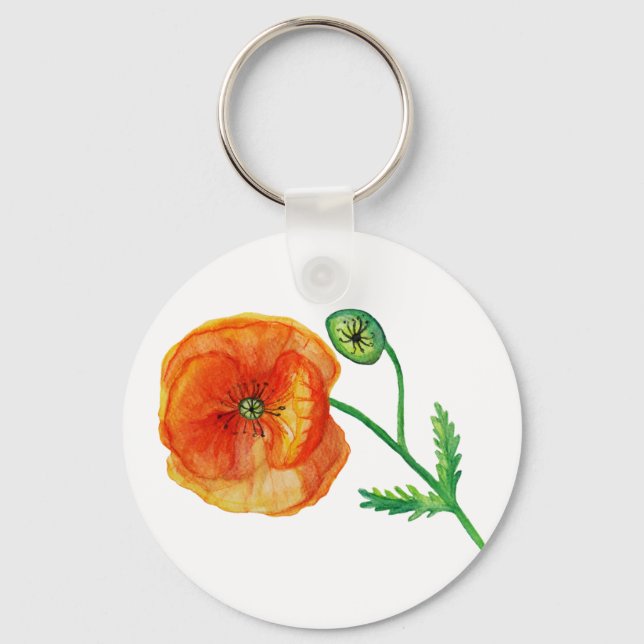 Tastenring für den Power Roter Mohn Blume Schlüsselanhänger (Vorderseite)