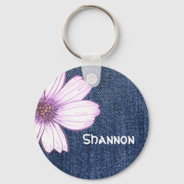 Tastenring für individuelle Name Navy Blume Schlüsselanhänger