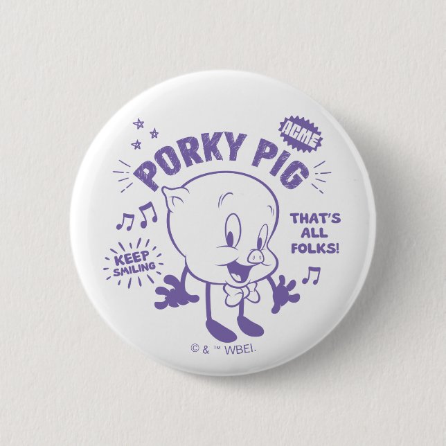 Tasty Retro Porky Pig Button (Vorderseite)