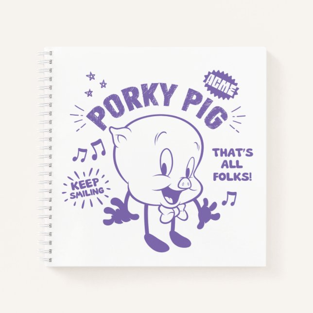 Tasty Retro Porky Pig Notizbuch (Vorderseite)