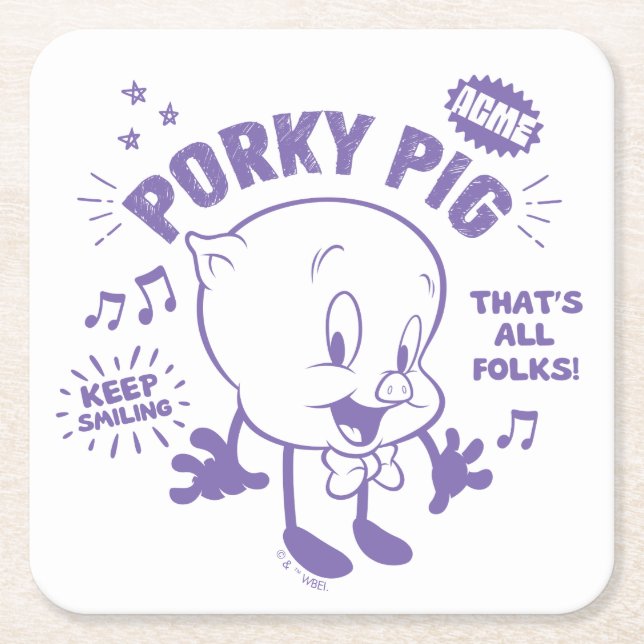 Tasty Retro Porky Pig Rechteckiger Pappuntersetzer (Vorderseite)