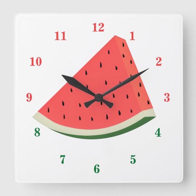 Tasty Watermelon - Sweet - Quadratische Wanduhr (Vorderseite)