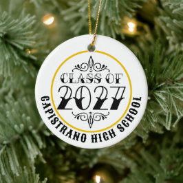 Tat-Style Gray Class of 2027 Photo Graduation Keramik Ornament