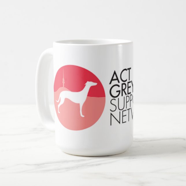 TAT Windhund-Stütznetz-Logo-Tasse Kaffeetasse (Vorderseite Links)