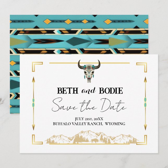Tatanka Bison Yellowstone Ranch Save the Date Einladung (Vorne/Hinten)