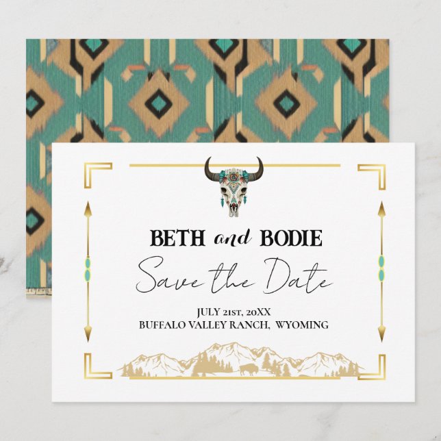 Tatanka Bison Yellowstone Ranch Save the Date Invi Einladung (Vorne/Hinten)