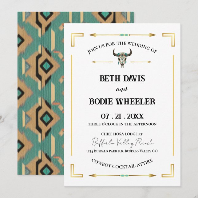 Tatanka Bison Yellowstone Western Ranch Einladung (Vorne/Hinten)