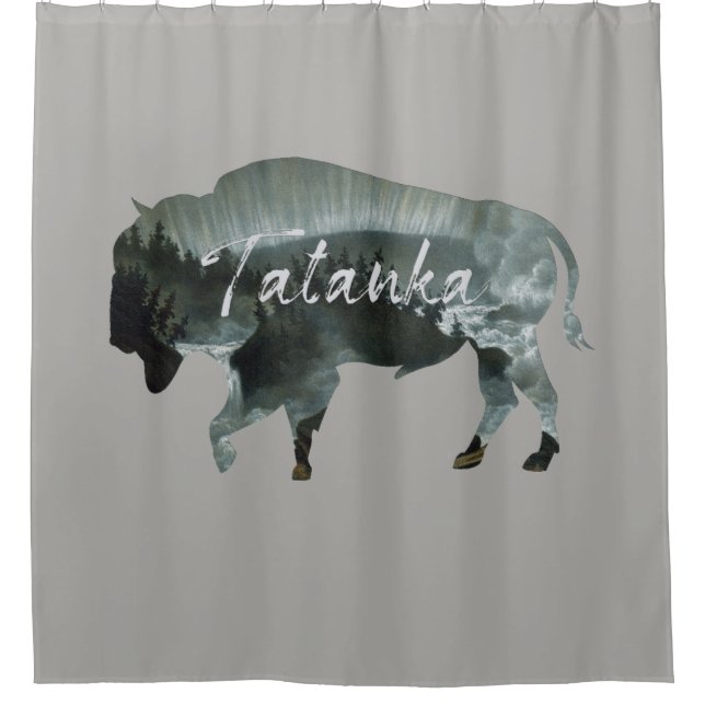 TATANKA BÜFFEL-TIER-NATUR LANDSCHAFTLICH DUSCHVORHANG (Vorderseite)