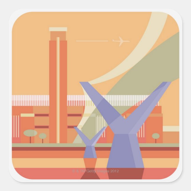 Tate Gallery und Millennium Bridge Quadratischer Aufkleber (Vorderseite)