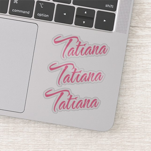 Tatiana Name Pink Cursive x3 Aufkleber (Detail)