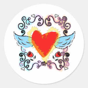 tatoo Herz Runder Aufkleber