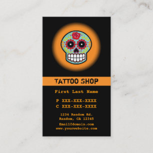 tatouage crâne de sucre orange cartes de visite pe