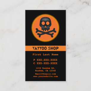 tatouage crâne orange noir cartes de visite person