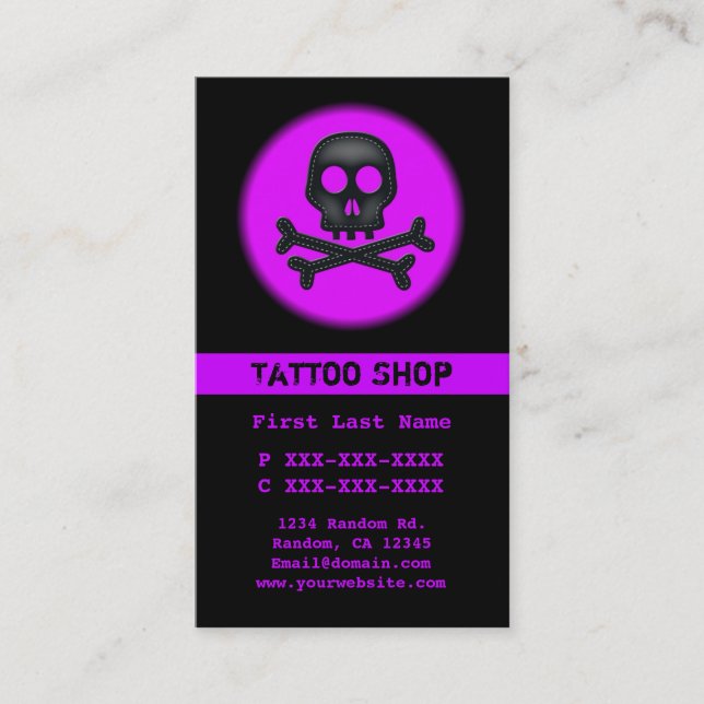 tatouage crâne violet noir cartes de visite person (Devant)