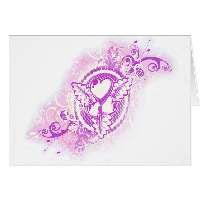 Tatouage de coeur avec des fleurs (pourpres) (Devant horizontal)