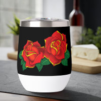 Tatouage de roses traditionnelles rouges gras noir