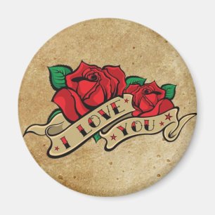 Tatouage Je t'aime Magnet Rose