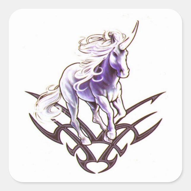 Tätowierdesign für Einhorn-Stämme Quadratischer Aufkleber (Vorderseite)