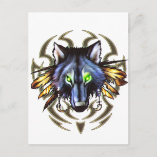 Tätowierdesign für Stammewolf Postkarte