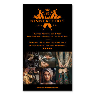 Tätowierer Orange Schwarz Goth Tätowiererin Magnetische Visitenkarte