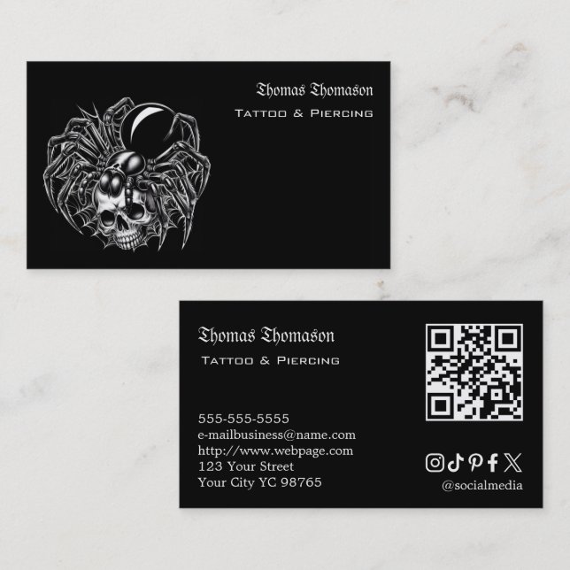 Tätowierer-QR-Code  Visitenkarte (Vorne/Hinten)