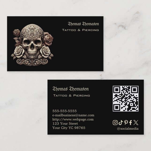 Tätowierer QR-Code  Visitenkarte (Vorne/Hinten)