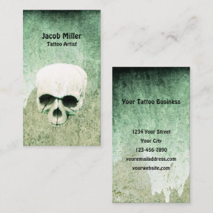 Tätowierer-Totenkopf Grün Gothic Visitenkarte