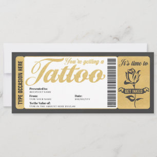 Tätowiergutschein Zertifikat Ticket Geschenkkarte Einladung