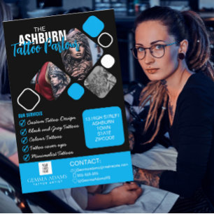 Tätowierstudio Poster - Benutzerdefiniert Schwarz  Flyer