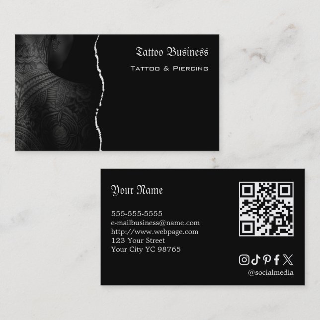 Tätowierstudio QR-Code Visitenkarte (Vorne/Hinten)