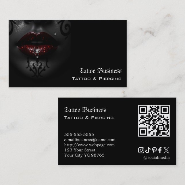 Tätowierstudio QR-Code Visitenkarte (Vorne/Hinten)