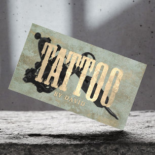 Tätowierstudio Tätowiergerät Vintage Gold & Bronze Visitenkarte