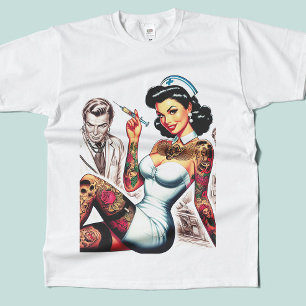Tätowierte Krankenschwester Pin-up T-Shirt