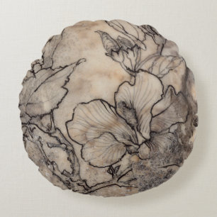 Tätowiertes Blumeni Rundes Kissen
