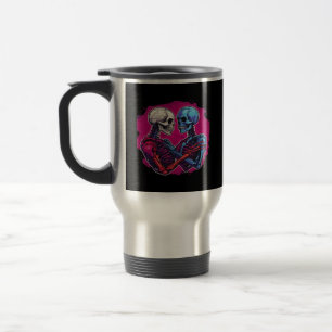 Tätowierung im Retro-Stil: Skeletthände halten Her Reisebecher