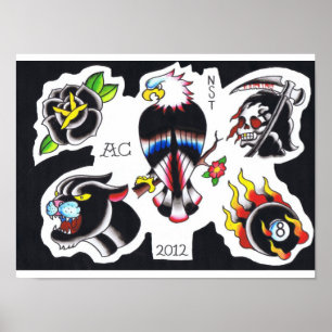 Tätowierung in der alten Schule durch Adam Caudill Poster