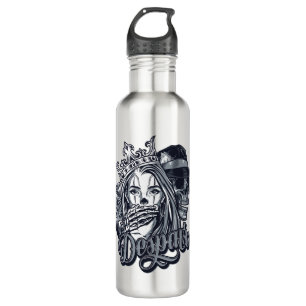 Tätowierung mit Vintagem Chicanstil Edelstahlflasche