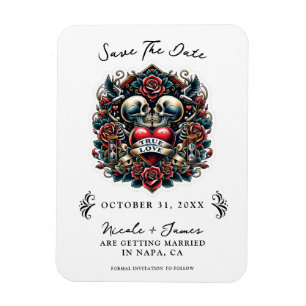Tätowierung Skelett Herz Wahre Liebe Save the Date Magnet