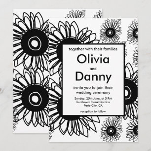 Tätowierung Sonnenblume Floral Schwarz Weiß Tätowi Einladung