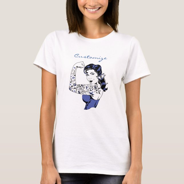 Tätowierungs-Mädchen-Arm herauf Thunder_Cove T-Shirt (Vorderseite)