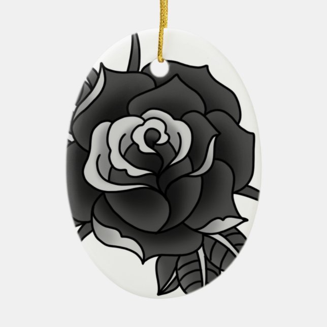 Tätowierungs-Rose Keramikornament (Vorne)