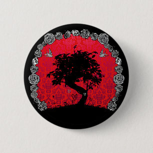 Tätowierungs-Rosen-Bonsais-Baum der Liebe-Schwalbe Button