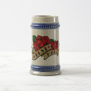Tätowierungs-Rosen-Trauzeuge-Gastgeschenk Hochzeit Bierglas